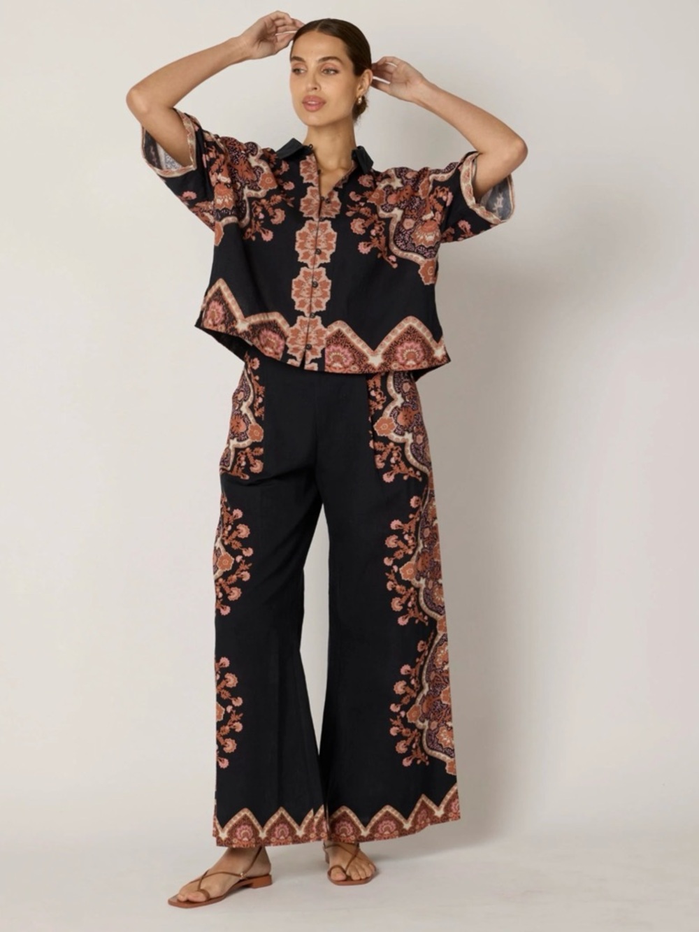 Cleobella Linen Paisley Wide-Leg Pant Set